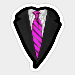 Pink Suit Up! Realistic Suit and Tie Casual Graphic for Zoom Sticker